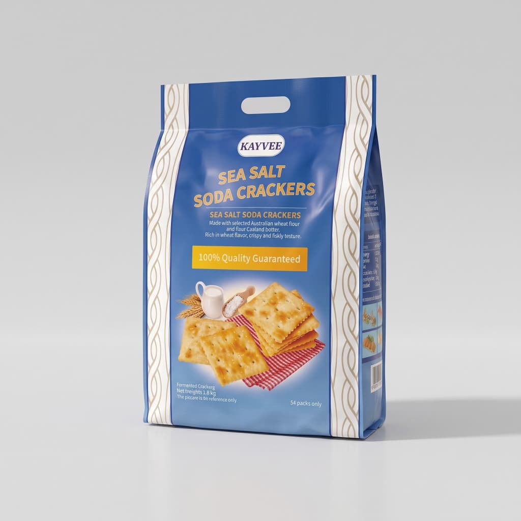 Kayvee Sea Salt Soda Crackers package standing view