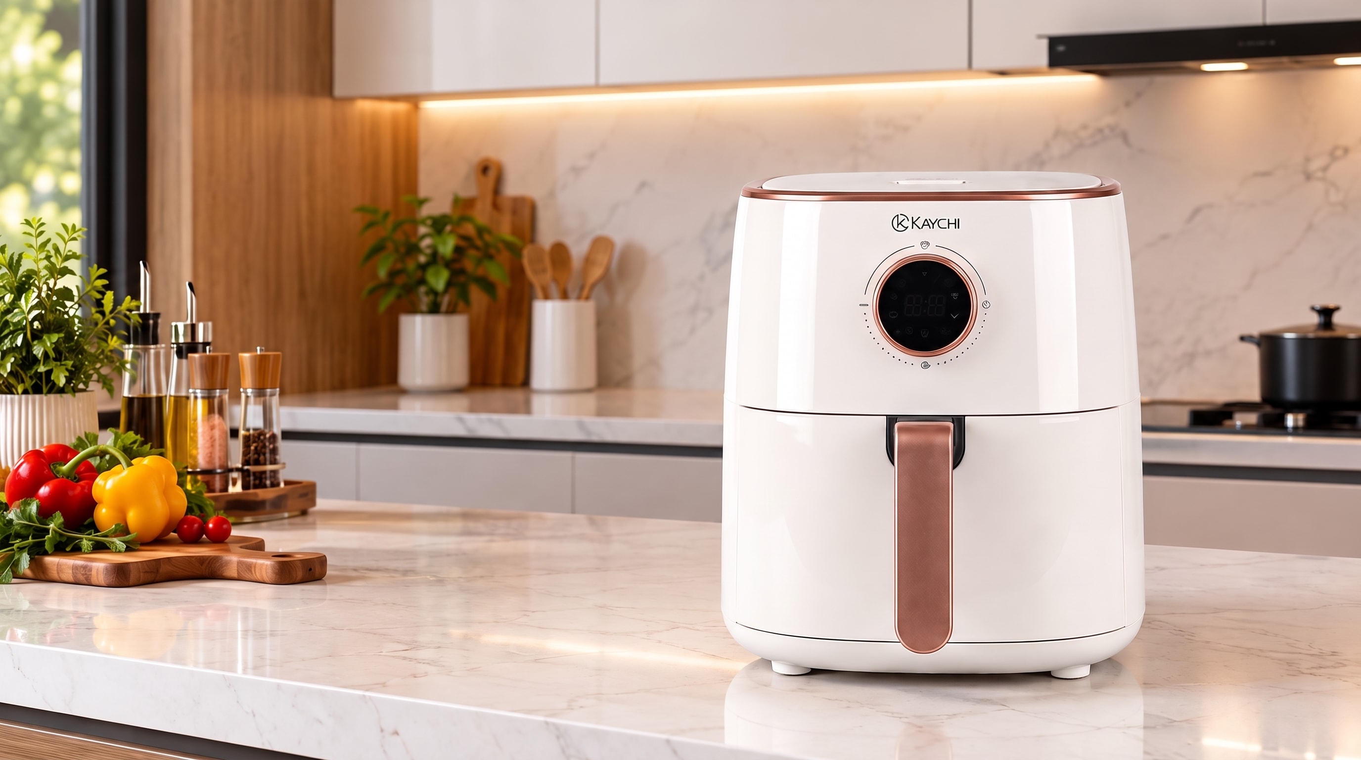 Kaychi Digital Touch Air Fryer with Rose Gold Accent