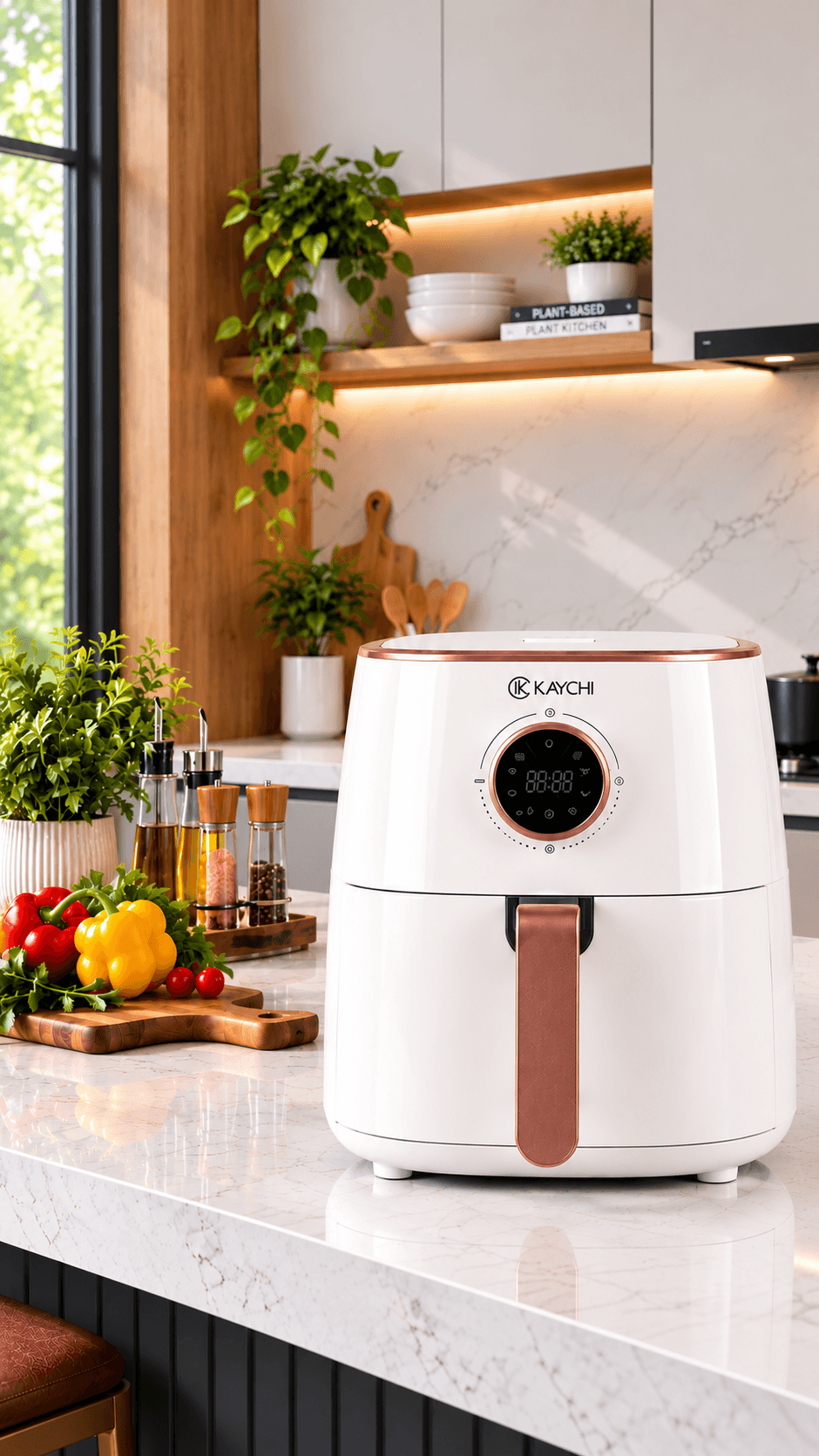 Kaychi Digital Touch Air Fryer with Rose Gold Accent